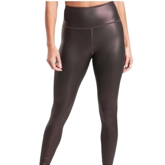 Athleta Womens Elation‎ Ultra High Rise Shimmer Leggings Powervita Burgandy 1X - Picture 1 of 9